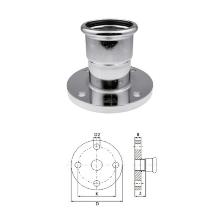 Переход фланец-муфта KAN 168,3 нерж сталь Therm Inox