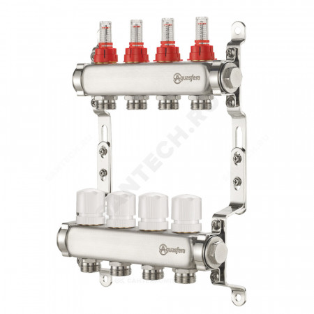 Группа коллекторная нержавеющая сталь 1" ВР/ВР 10 вых 3/4" НР под евроконус с расходомерами Aquasfera 9503-09