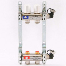 Коллекторная группа из нержавеющей стали с регулировочными и термостатическими вентилями UNI-FITT 1"x3/4"ЕК 2 выхода