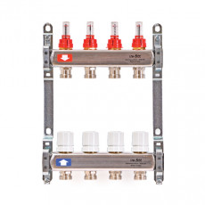Коллекторная группа 1" Uni-Fitt 450Bнерж. сталь 13 выходов 3/4" с расходомерами и термостатическими вентилями без концевиков