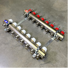 Коллекторная группа с расходомерами и термостатическими вентилями UNI-FITT серия I 1"x3/4"ЕК 8 выходов