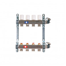 Колл.группа 1" х 10 вых 3/4" с балансировочными и термостатическими вентилями, нерж. сталь