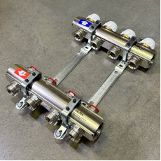 Коллекторная группа с балансировочными и термостатическими вентилями UNI-FITT серия I 1"x3/4"ЕК 4 выхода