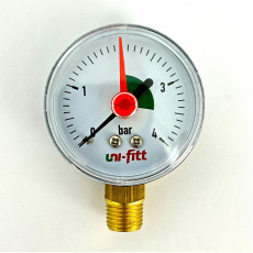 Манометр радиальный с индикаторной стрелкой 4 бар, диаметр 50 мм, 1/4"Н
