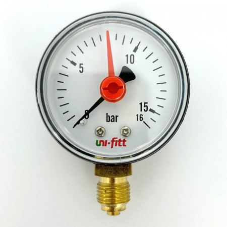 Манометр радиальный с индикаторной стрелкой 16 бар, диаметр 50 мм, 1/4"Н