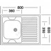 Мойка левосторонняя накладная 800х600х160мм сталь нержавеющая AISI 430 без сифона выпуск 1 1/2" Владикс L-401