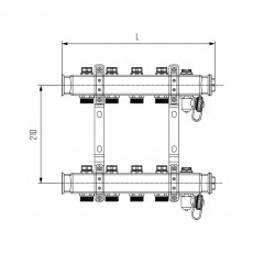 Uranum Коллектор для системы высокотемпературного отопления из нержавеющей стали с запорными вентилями 5 контуров 1300712505