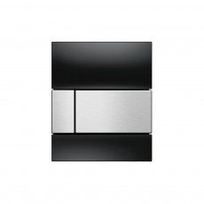 9242806 TECEsquare Urinal, панель смыва для писсуара стеклянная стекло черное, клавиша нержавеющая сталь, сатин (против отпечатков пальцев)