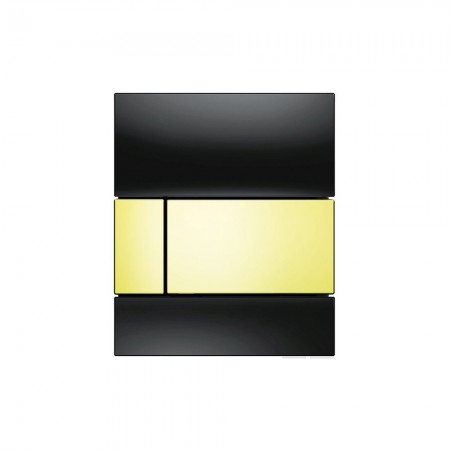 9242808 TECEsquare Urinal, панель смыва для писсуара стеклянная стекло черное, клавиша позолоченная