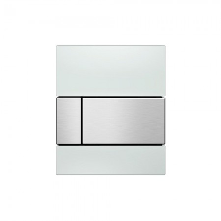 9242801 TECEsquare Urinal, панель смыва для писсуара стеклянная стекло белое, клавиша нержавеющая сталь, сатин (против отпечатков пальцев)
