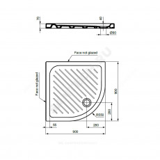 Поддон душевой керамический полукруг Fresh 900х900х70 рифленый белый Vidima W833561