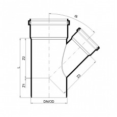POLO-KAL Тройник канализационный 45° 160/110 P2657