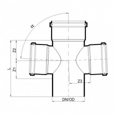 POLO-KAL Крестовина канализационная 125/110/110 P2272