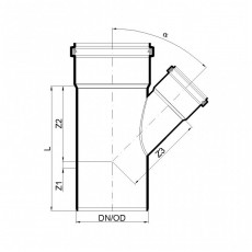 POLO-KAL Тройник канализационный 45° 125/75 P2233