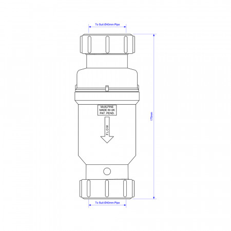 McAlpine Самозакрывающийся сливной клапан ("сухой" сифон); Ду=40ммхДу=40мм (компрессионное соединение). Упакован в блистер MRNRV40C