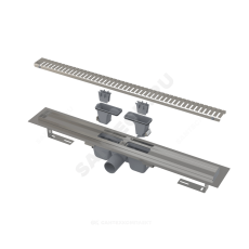 Лоток душевой с гидрозатвором+механический сухой затвор Дн 50 650х60мм решетка нержавеющая сталь, глянец горизонтальный выпуск Alca Plast APZ1SMART-LINE-650