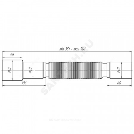 Гофра 40х40/50 L=365-800мм АНИ Пласт K406