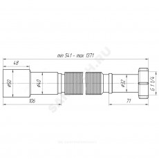 Гофра с гайкой 1 1/4"x40/50 L=541-1371мм АНИ Пласт K216