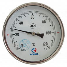 Термометр биметаллический осевой Дк100 120С L=64мм G1/2" БТ-51.211 Росма 00000002545