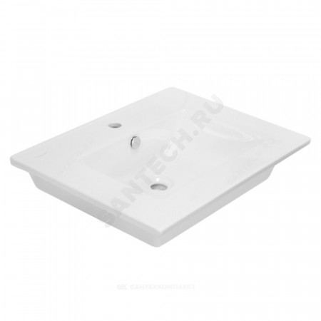 Умывальник мебельный Quadro 60 1 отверстие под смеситель по центру белый Sanita Luxe QDR60SLWB01