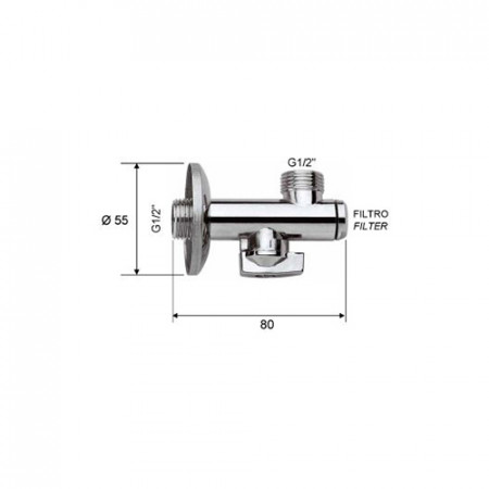 REMER Кран угловой с фильтром RR 123 1/2-1/2 1231212