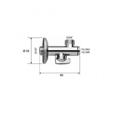 REMER Кран угловой с фильтром RR 123 1/2-3/4 1231234