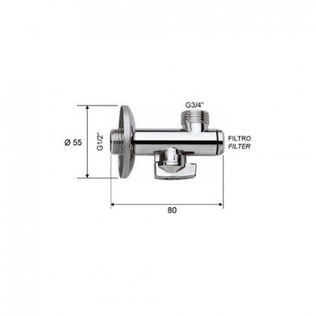 REMER Кран угловой с фильтром RR 123 1/2-3/4 1231234