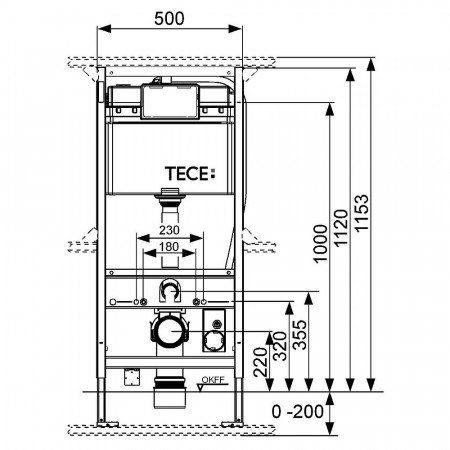 TECE Застенный модуль (h = 1120 мм) для установки унитаза TOTO Neorest 9300044