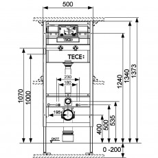 TECE TECEprofil Застенный модуль (h = 1340 мм) для установки подвесного унитаза Keramag Espital 9300066