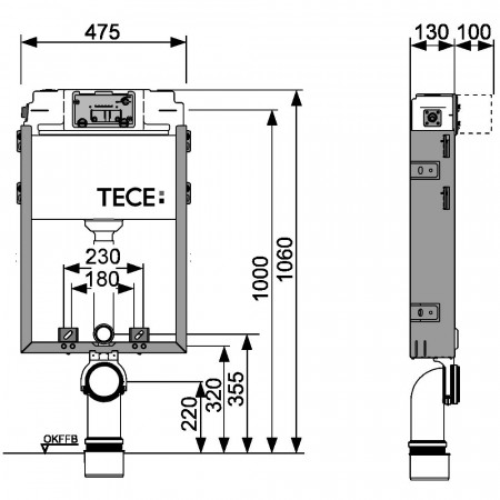 TECE Застенный модуль TECEbox для установки подвесного унитаза 9370000