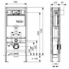 TECE Застенный модуль (h = 1120 мм) отдельностоящий с двойной рамой для установки подвесного унитаза 9300093